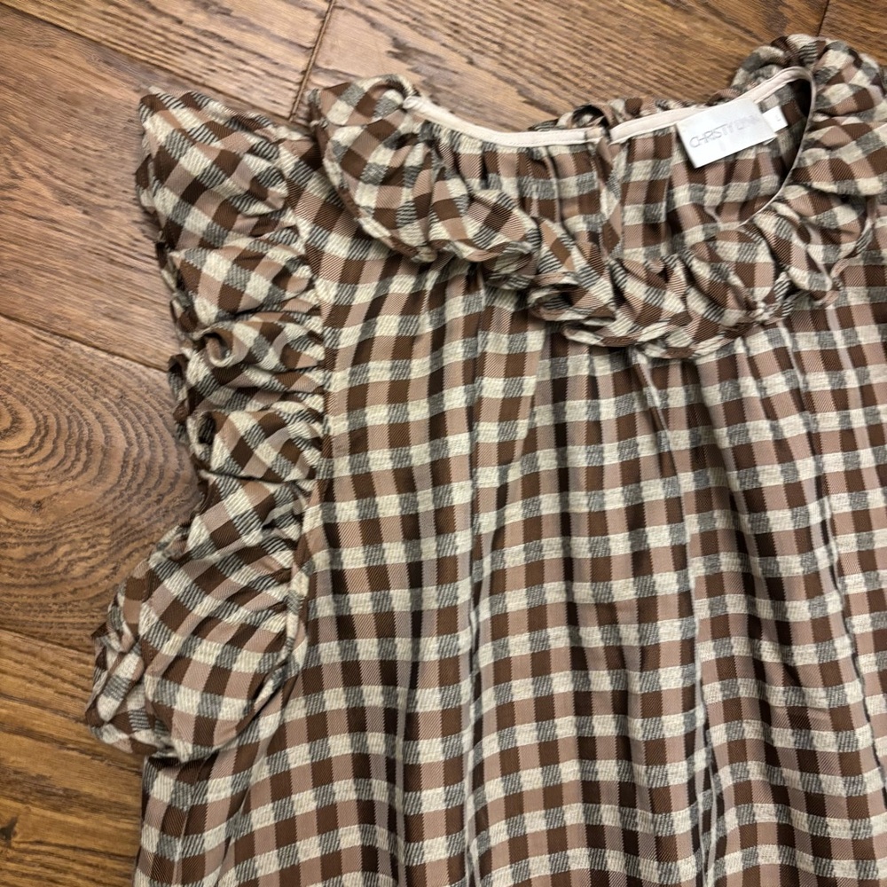 CHRISTY LYNN Aurelie Top - Gingham Bronze - Picture 5 of 12